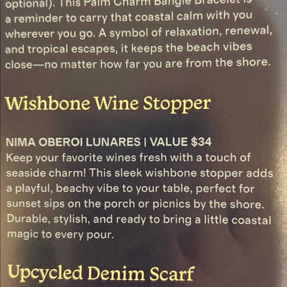 WISHBONE WINE STOPPER A SLEEK WISHBONE STOPPER ADDS A PLAYFUL BEACHY VIBE NWT - Picture 4 of 4